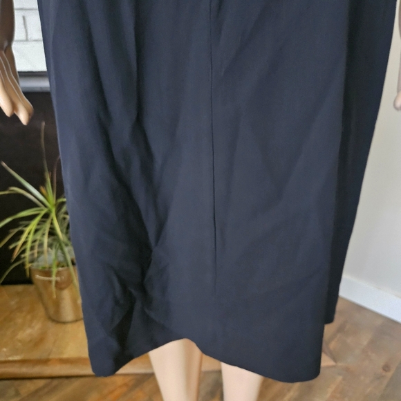 Lida Baday wool dress size 10 black sleeveless cutout sheath midi - Picture 4 of 14